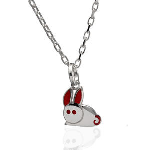 CJ033 Childs Red Enamel Rabbit Pendant
