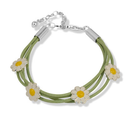 CJ035 Childs Green Daisy Bracelet