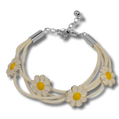 CJ036 Childs White Daisy Bracelet