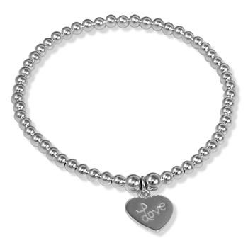 CJ037 Childs Heart Stretch Bead Bracelet