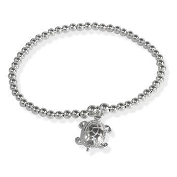 CJ038 Childs Silver Bead Turtle Bracelet