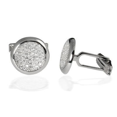 CL020 Round Cubic Zirconia Cufflinks