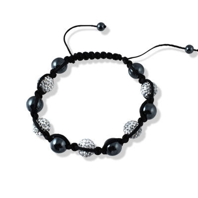 CRY015 Hematite and Crystal Mens Bracelet