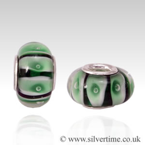 GB01 Black and Green Stripes Charm Bead