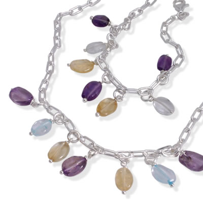 SN045 Glass Nuggets Necklace and Bracelet Set