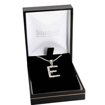 SP077 CZ Initial Pendant with Silver Chain