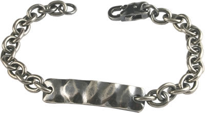 SB628 Mens Oxidised Silver ID Bracelet