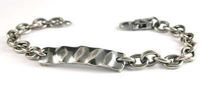 SB628 Mens Oxidised Silver ID Bracelet