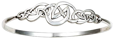 SB007 Celtic Open Knotwork Silver Bangle