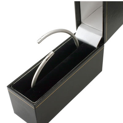 SB078 Ladies Silver Cubic Zirconia Torque Bangle