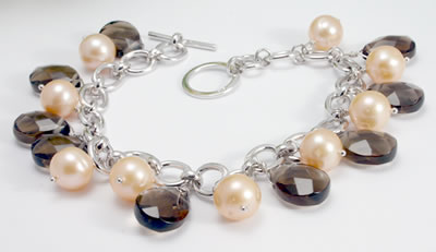 SB127 Pearl T-Bar Charm Bracelet