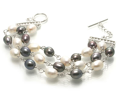 SB134 Freshwater Pearl Triple Row Bracelet