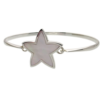 SB138 Mother of Pearl Star Flower Bangle
