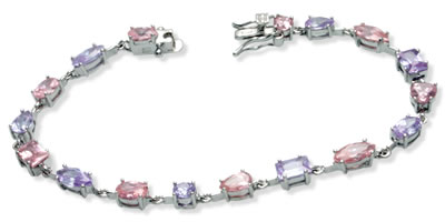 SB146 Pink and Lavender Silver Bracelet