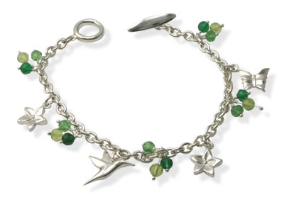 Green Hummingbird Charm Bracelet