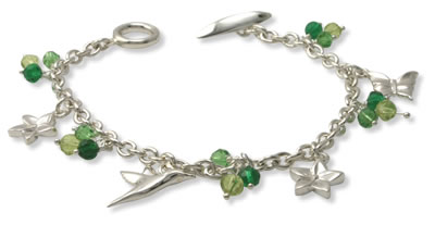 SB180 Green Hummingbird Charm Bracelet