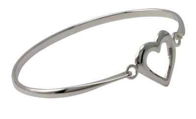 SB181 Silver Open Heart Bangle