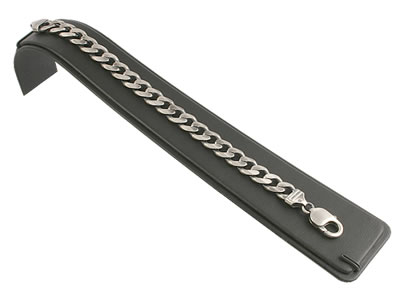 SB187 Gun Metal Silver Curb Bracelet