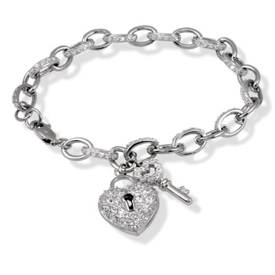 SB206 Fancy Pave Set Charm Bracelet