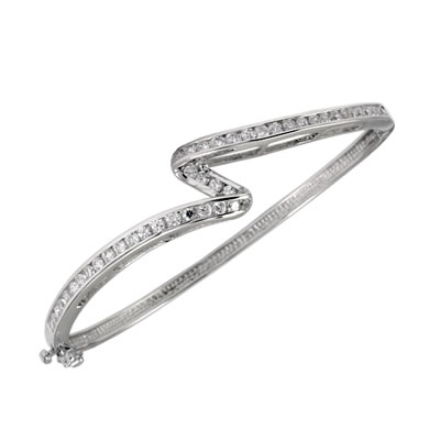 SB209 Silver CZ Wave Bangle