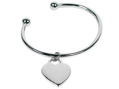 SB228 Silver Floating Heart Torque Bangle