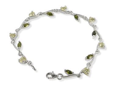 SB237 Lemon and Green CZ Silver Bracelet