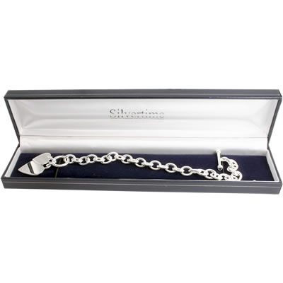 SB246 Double Heart T-Bar Silver Bracelet