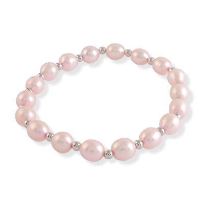 SB254 Pink Freshwater Pearl Stretch Bracelet