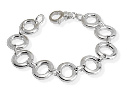 SB258 Heavy Silver Ovals Bracelet
