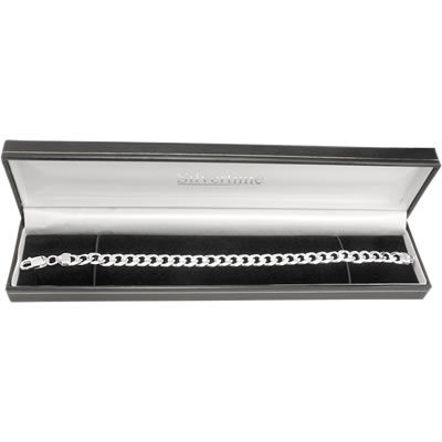 SB259 Silver Curb Bracelet 7.4mm Width