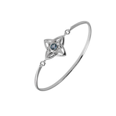 SB271 Blue Topaz Celtic Star Silver Bangle