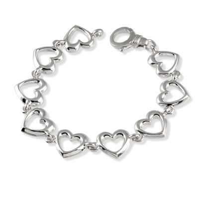 SB306 Silver Multi Heart Bracelet