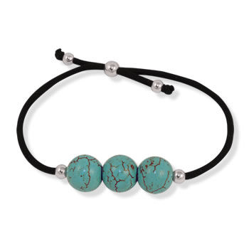 SB353 Triple Turquoise Bead Bracelet