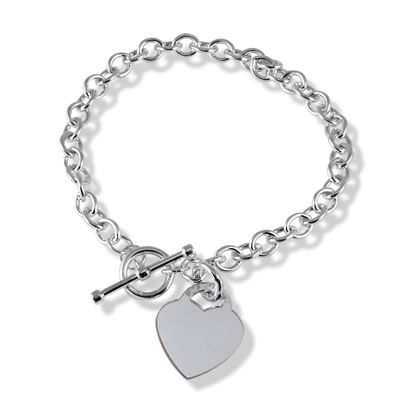 SB359 Silver Heart T-Bar Bracelet