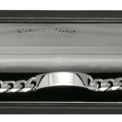 SB083 Heavy Mens Silver ID Bracelet