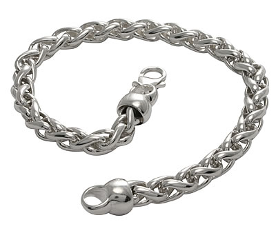 SC020B Silver Braided Curb Bracelet