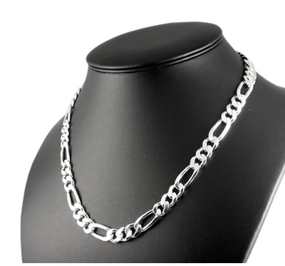 SC030 Mens Sterling Silver Figaro Chain