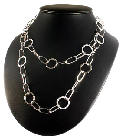 SC037 40 Inch Circle and Oval Silver Chain