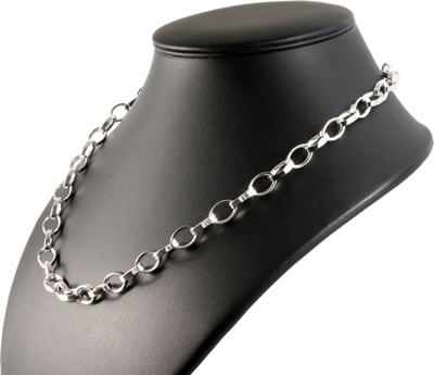 SC042 Large Oval Belcher Silver Chain