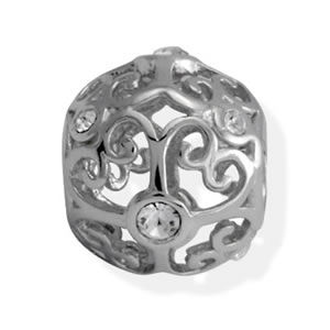 SCB12 Silver CZ Bead Charm