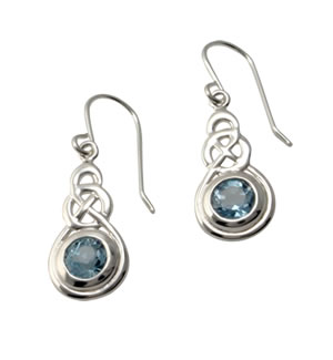 SER023 Blue Topaz Celtic Earrings