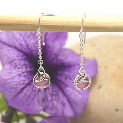 SER050 Celtic Circle Shell Drop Earrings