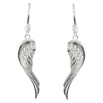 SER052 Angel Wing Earrings with Cubic Zirconia Stunning high quality angel 