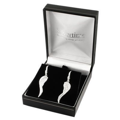 SER052 Angel Wing Earrings with Cubic Zirconia