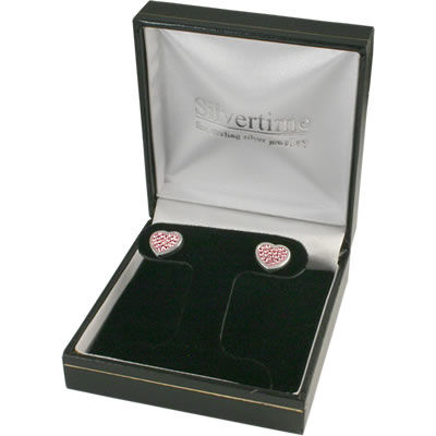 SER090 Pink Crystal Heart Stud Earrings