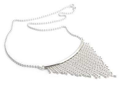 Silver Bead Tassle Necklace