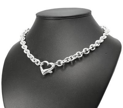 SN101 Heavy Large Heart Clasp Necklace