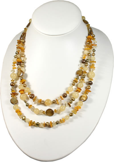 SN107 Jade, Citrine and Mother of Pearl Necklace