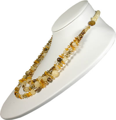 SN107 Jade, Citrine and Mother of Pearl Necklace