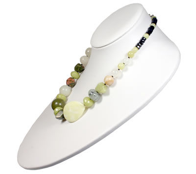 SN109 Jade, Jasper and Onyx Silver Necklace